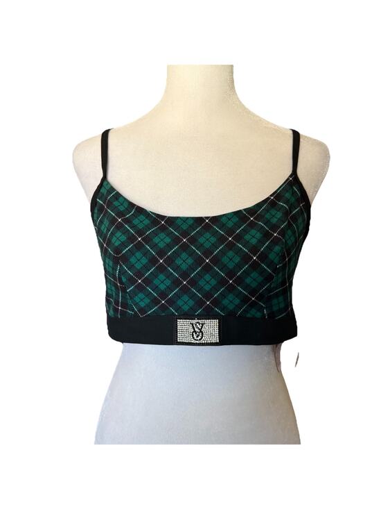 Victoria's Secret Other - NWT Victoria's Secret Womens Large Unlined Bralette Open Back Green Black Plaid